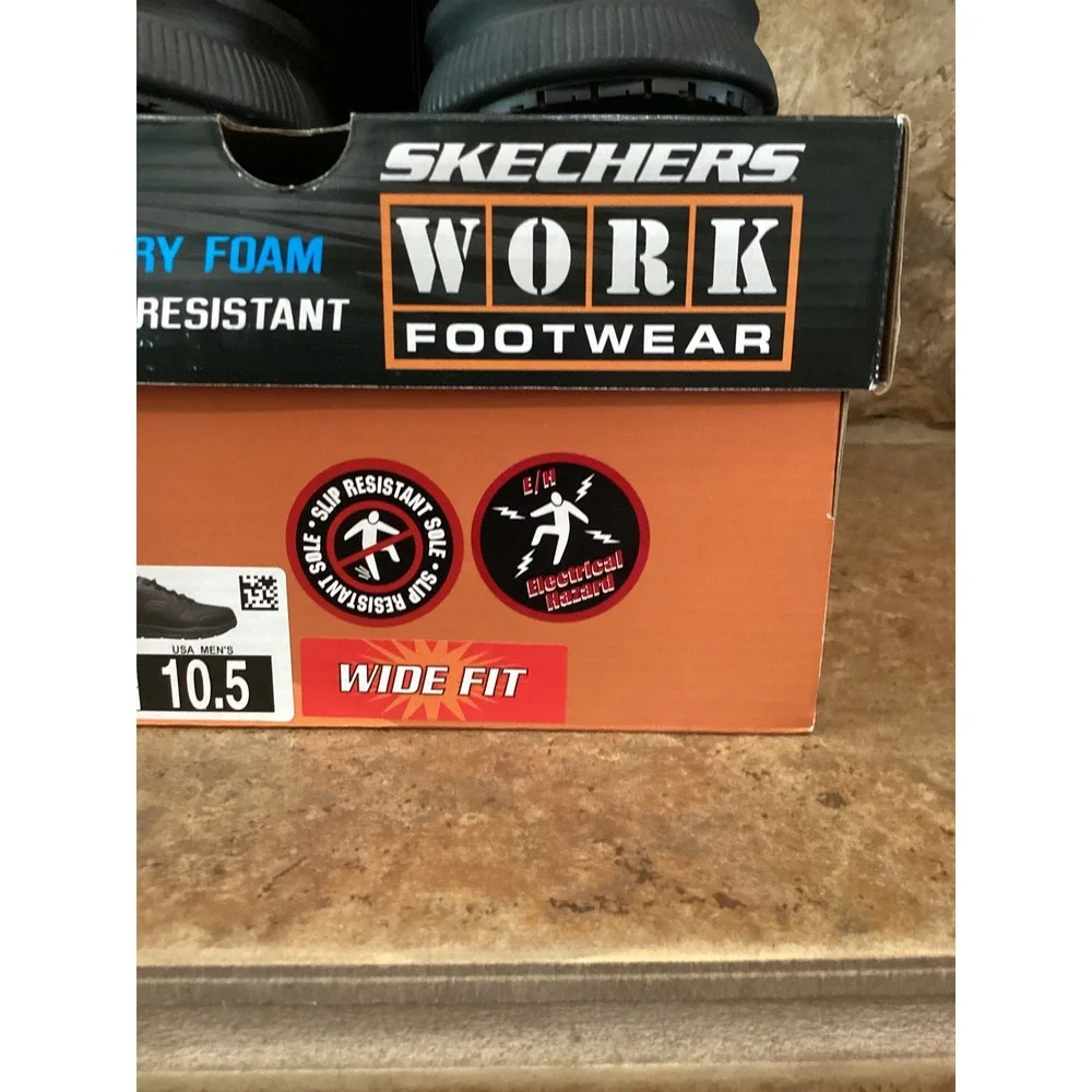 Skechers Work Nampa Osil Mens Size 10.5 WIDE Black Slip Resistant New